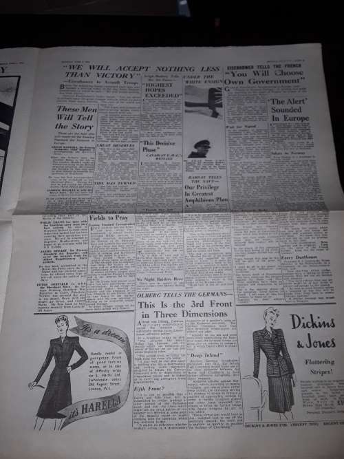 COMPLETE NEWSPAPER ARTICLE ON THE SECRET OF THE INVASION NAVY(ARMIES)AND HITLER-JUNE 1944