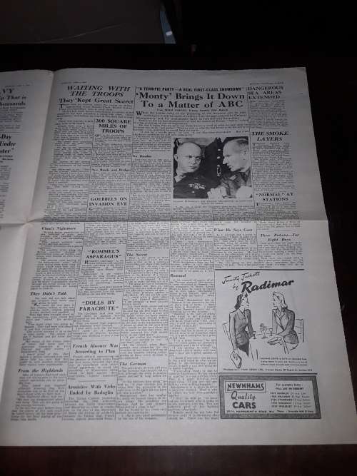 COMPLETE NEWSPAPER ARTICLE ON THE SECRET OF THE INVASION NAVY(ARMIES)AND HITLER-JUNE 1944