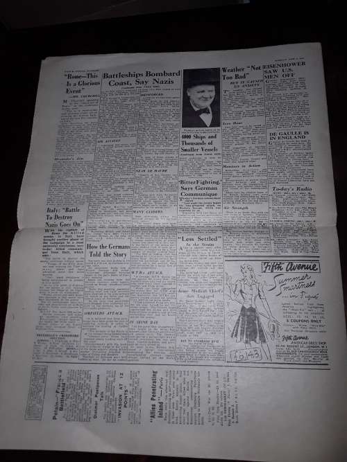 COMPLETE NEWSPAPER ARTICLE ON THE SECRET OF THE INVASION NAVY(ARMIES)AND HITLER-JUNE 1944