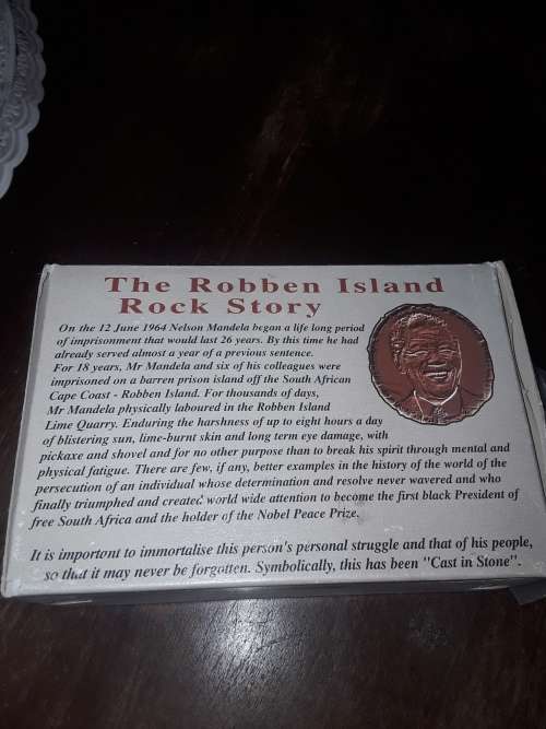 ROBBEN ISLAND QUARRY ROCK WITH AUTHENTIC CERTIFICATE OF ORIGIN (SIGNED MANDELA)