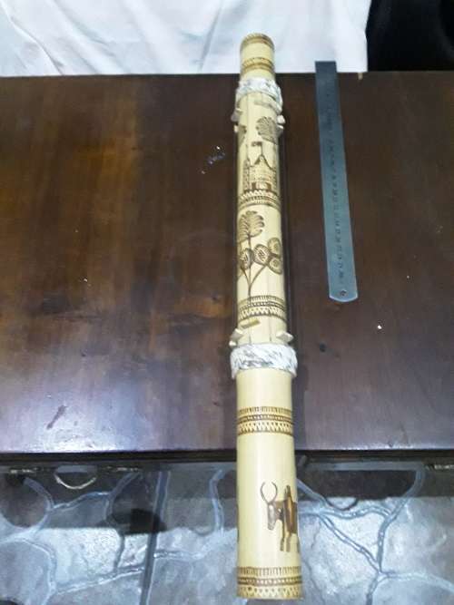 CARVED BAMBOO  VALIHA TUBE ZITHER WITH METAL STRINGS
