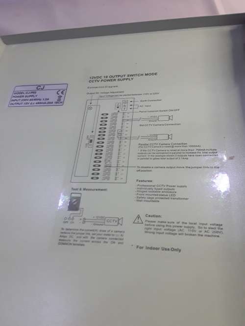 12 VDC,18 OUTPUT SWITCH MODE CCTV POWER SUPPLY