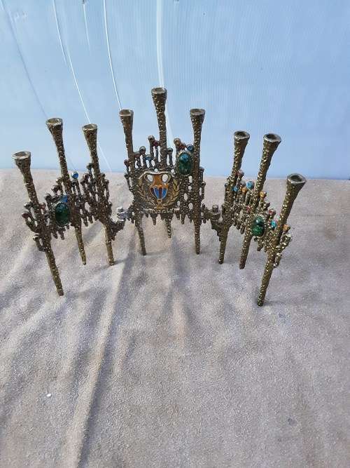VINTAGE BRUTALIST BRASS MENORAH