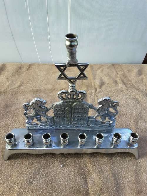 VINTAGE MENORAH WITH LIONS CROWN-SEE MARKINGS