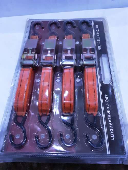 4 PIECE HEAVY DUTY RATCHET TIE DOWN(1`X 15`)MULTIPURPOSE USAGE