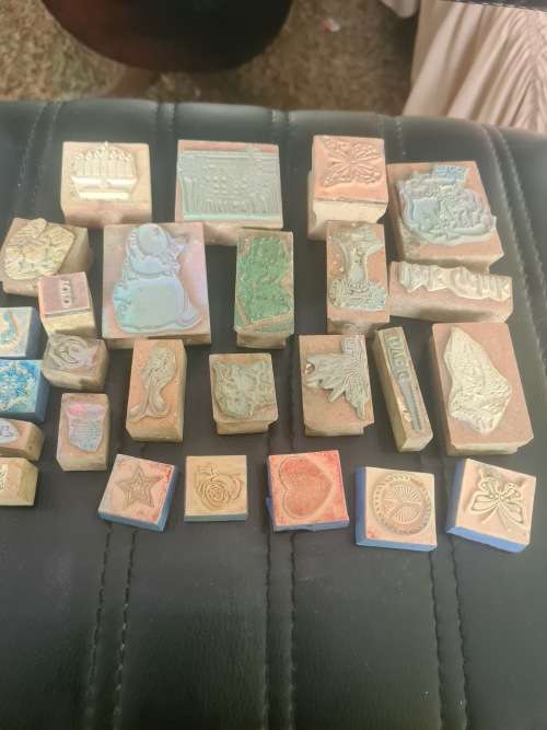 26 PIECE ALL SORTS VINTAGE WOODEN STAMPS
