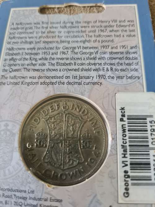 ORIGINAL BRITISH COIN(HALF CROWN)GEORGE V1-1947
