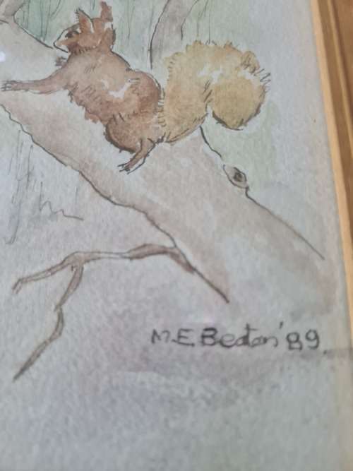 NURSERY ARTWORK IN FRAMED GLASS(SIGNED ME BEATON`89)45 x 32cm