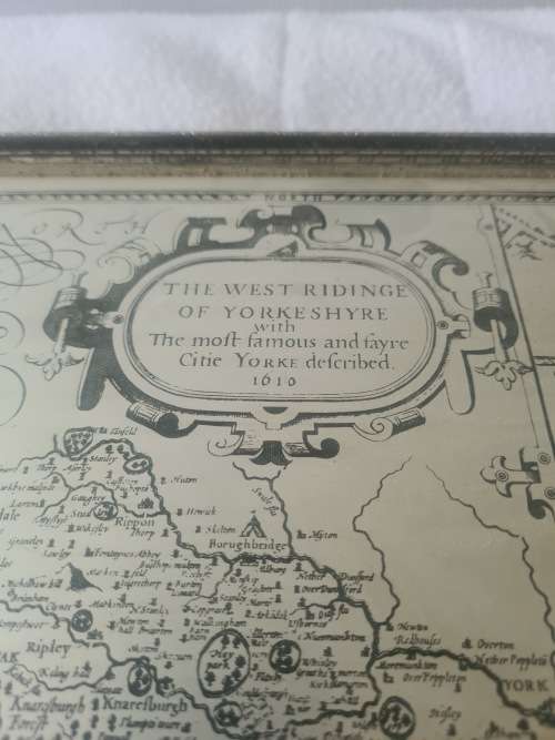 ALUMINIUM FRAMED MAP(WESTRIDING OF YORKSHYRE 1610)40 x 35cm