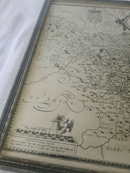 ALUMINIUM FRAMED MAP(WESTRIDING OF YORKSHYRE 1610)40 x 35cm