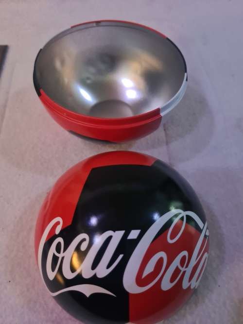 COCA -COLA SOCCER BALL METAL CONTAINER
