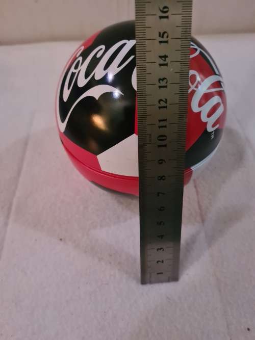 COCA -COLA SOCCER BALL METAL CONTAINER