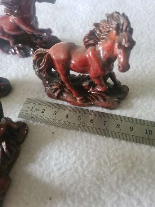 4 x CHINESE RED HORSES(RESIN)