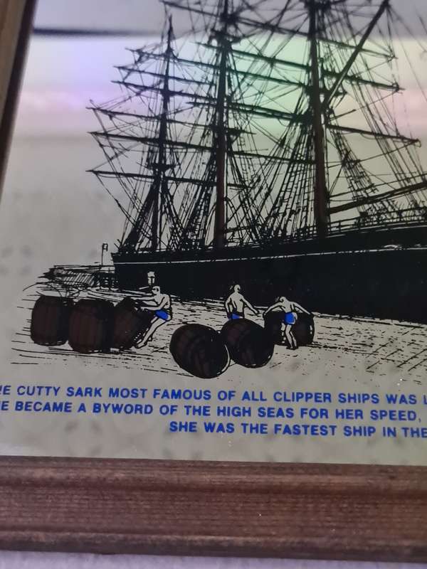 THE CUTTY SARK MIRRORED FRAME(LAUNCHES AT DUMBARTONIN 1869,33x 24cm