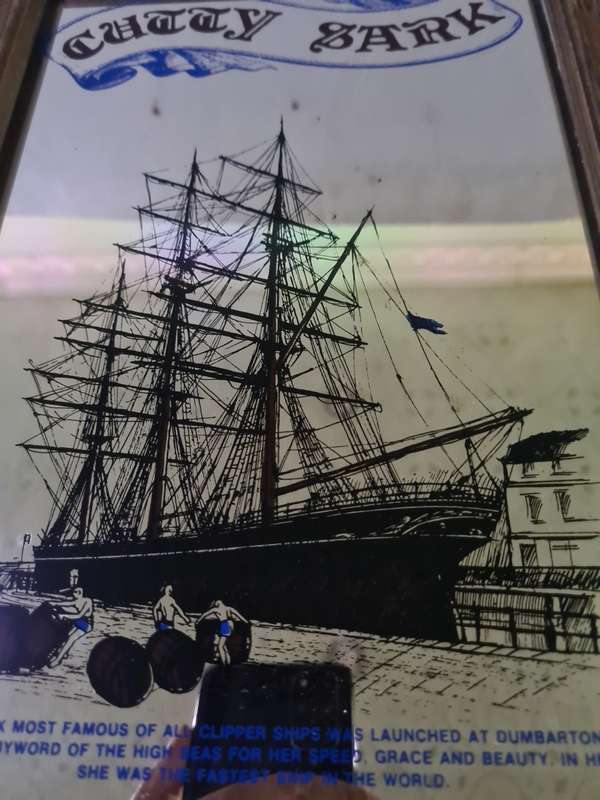 THE CUTTY SARK MIRRORED FRAME(LAUNCHES AT DUMBARTONIN 1869,33x 24cm
