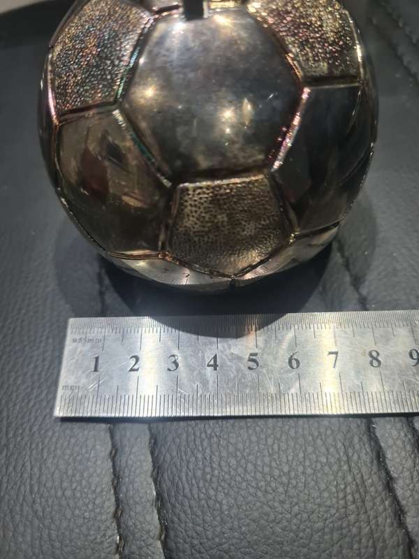 SILVERPLATED FOOTBALL MONEY BANK IN ORIGINAL BOX