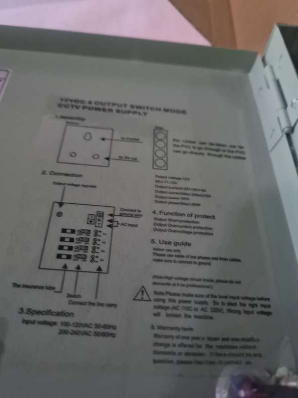 12 VDC,4 OUTPUT SWITCH MODE CCTV POWER SUPPLY