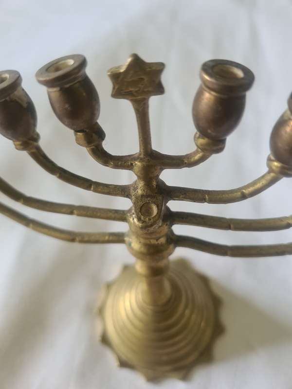 ANTIQUE BRASS JEWISH MENORAH