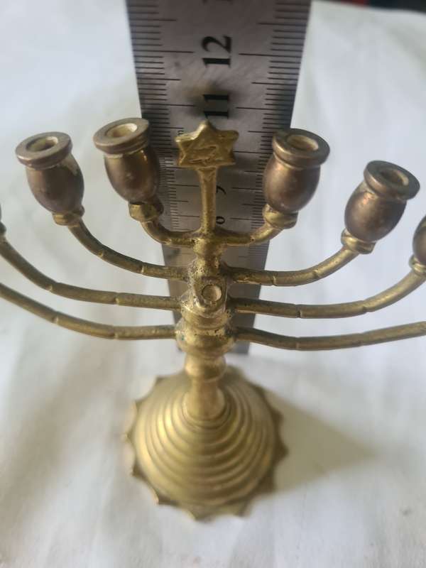 ANTIQUE BRASS JEWISH MENORAH