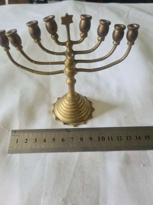 ANTIQUE BRASS JEWISH MENORAH