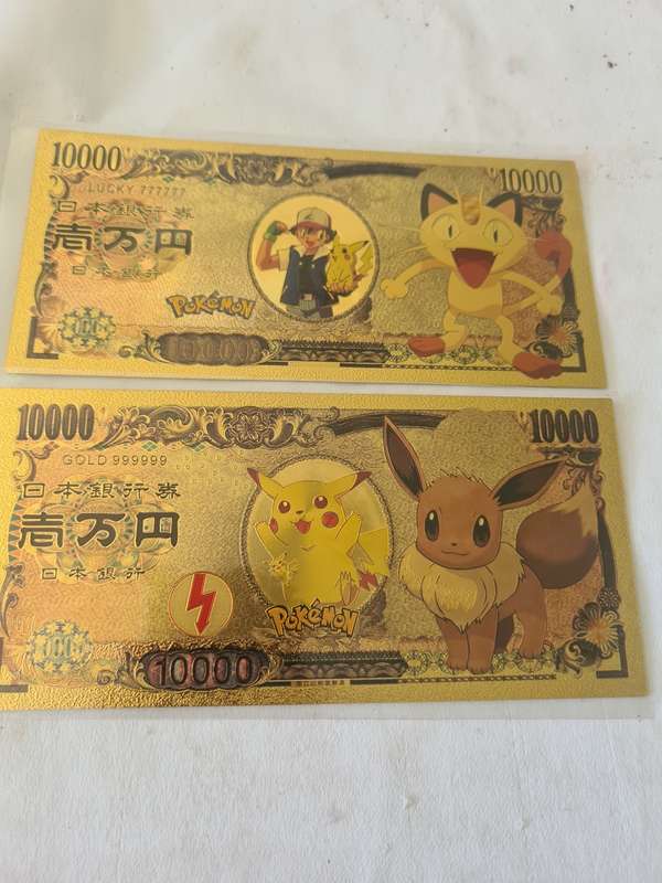 2 X 24K GOLD POKEMON NOTES