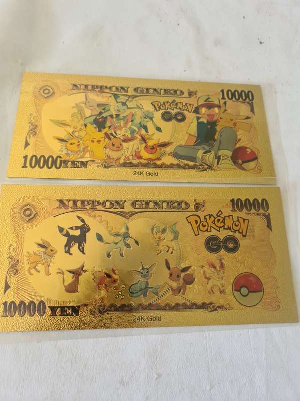 2 X 24K GOLD POKEMON NOTES