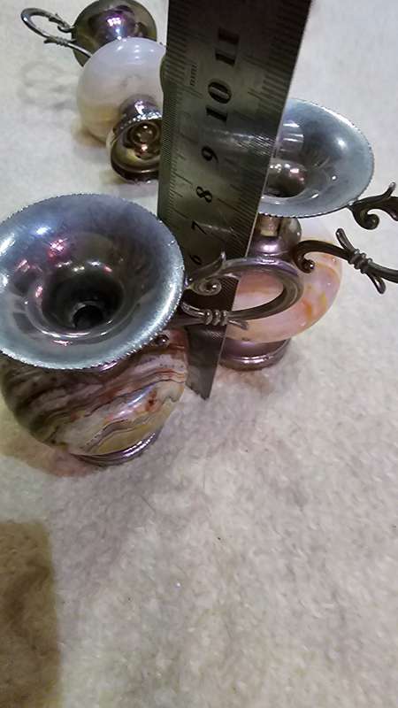 4 PIECE STUNNING SILVERPLATED AND MARBLE BUD VASES(MINT CONDITION)