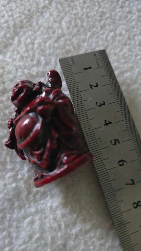 SET OF SIX MINIATURE RED CHINES BUDDAHS(RESIN)