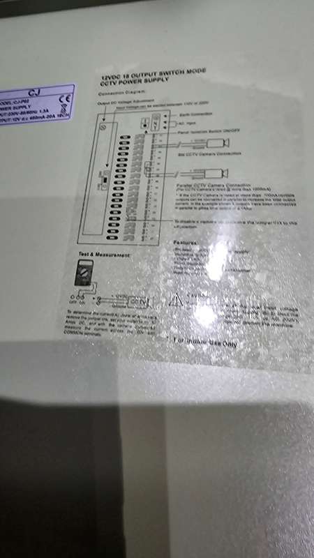 12 VDC,18 OUTPUT SWITCH MODE CCTV POWER SUPPLY