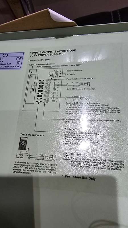 12 VDC,9 OUTPUT SWITCH MODE CCTV POWER SUPPLY