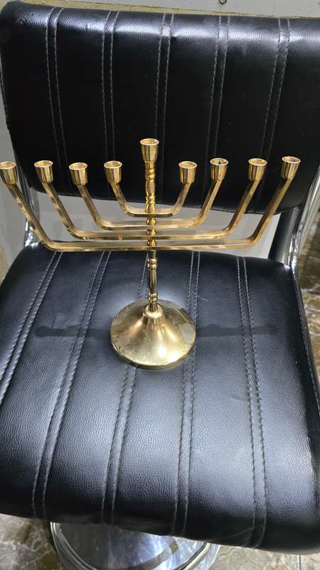 SOLID BRASS JEWISH MENORAH