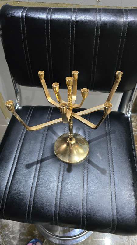 SOLID BRASS JEWISH MENORAH