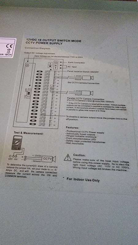 12VDC,18 OUTPUT SWITCH MODE CCTV POWER SUPPLY