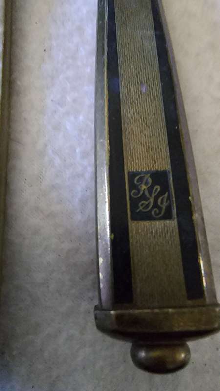 VINTAGE R& J LETTER OPENER/SWORD WITH LEATHER CASE