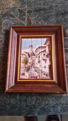 LOVELY SPANISH BUILDING TILED FRAME-SEE DESCRIPTION