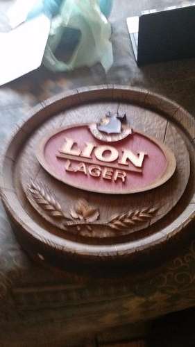 VINTAGE LION LAGER BARREL LID FRAME-SEE DESCRIPTION