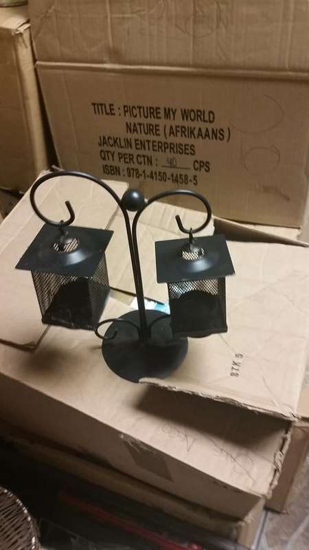 METAL 2 CANDLE HOLDER ON STAND-SEE DESCRIPTION