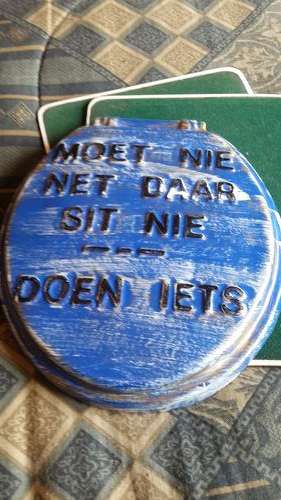 VINTAGE TOILET SEAT INSCRIBED WALL FRAME-SEE DESCRIPTION