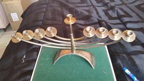 VINTAGE BRASS MENORAH-SEE DESCRIPTION