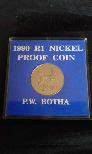 1990 R15 NICKEL PW BOTHA PROOF COIN