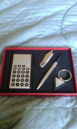 CALCULATOR, PEN,POCKET KNIFE & KEYRING GIFT SET
