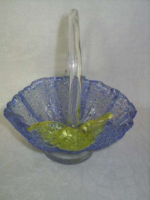 Pretty Venetian Frosted Glass Basket