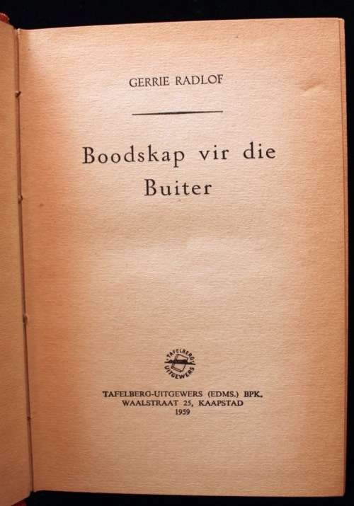 BOODSKAP VIR DIE BUITER deur Gerrie Radlof