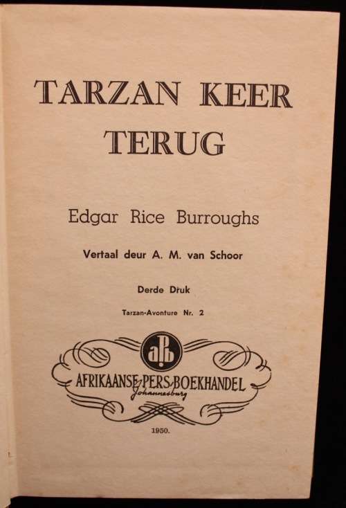 TARZAN KEER TERUG - Edgar Rice Burroughs (1950) in oorspronklike stofjas