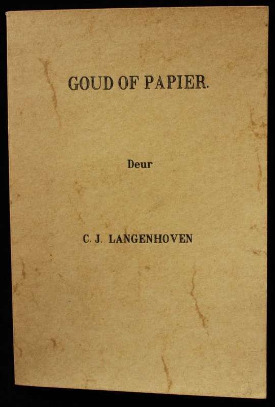 GOUD OF PAPIER deur C. J. Langenhoven - beperk to 200 genommerde kopies
