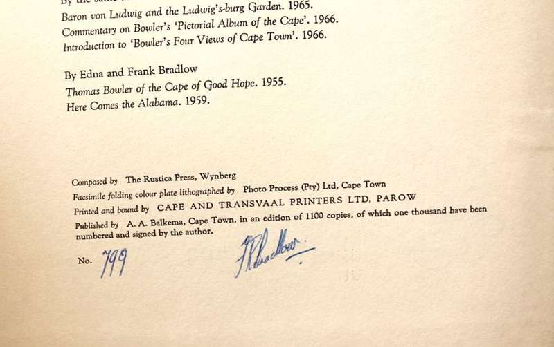 THOMAS BOWLER - HIS LIFE AND WORK by Frank Bradlow (LIMITED & SIGNED)