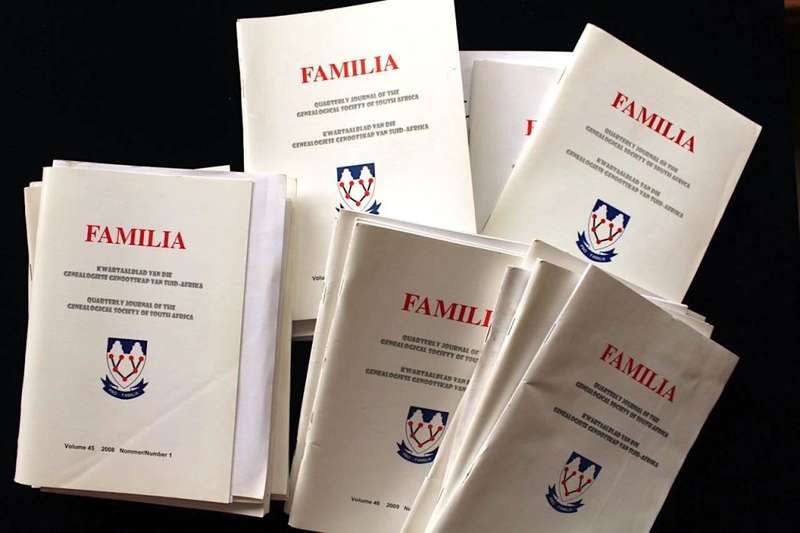 FAMILIA Quarterly Journal of the Genealogical Society of South Africa 27 x copies