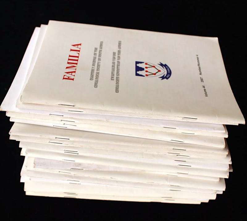 FAMILIA Quarterly Journal of the Genealogical Society of South Africa 27 x copies