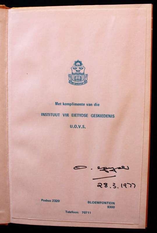 DETENTE IN SOUTHERN AFRICA - PROF. DR. O. GEYSER - SIGNED COPY