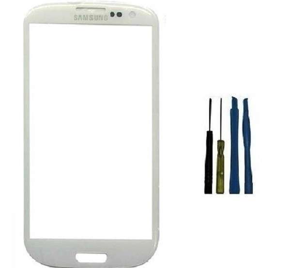 White Samsung Galaxy S3 SIII S 3 S III i9500 Front Outer Glass Lens &Tools